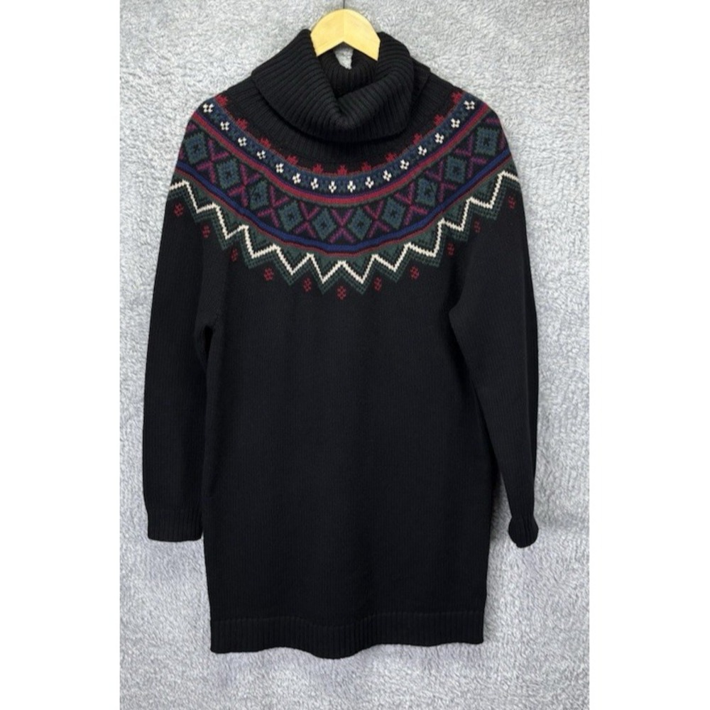 Lauren Ralph Lauren Womens XL Wool Blend Fair Isle Turtleneck Sweater Dress